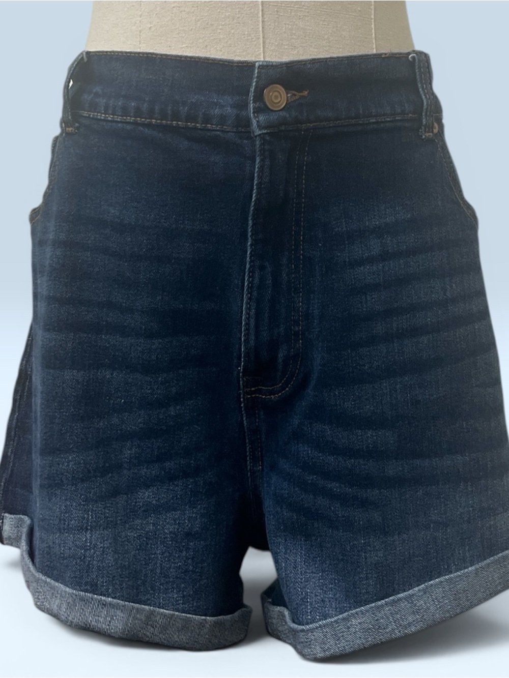 No Boundaries Dark Blue High Waist Denim Shorts